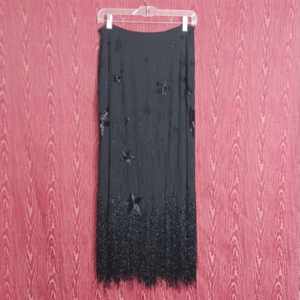 POLO RALPH LAUREN Black Long Beaded Skirt Women's Sz 4 NWT - Picture 2 of 14